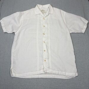 Tommy Bahama  100% Linen Short Sleeve Button Up Shirt L Large White